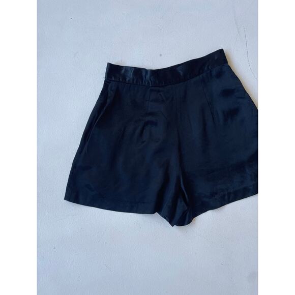 Vtg 90s High Rise Black Satin Booty Shorts Tag M 24"w Disco Retro Glam - Picture 5 of 7